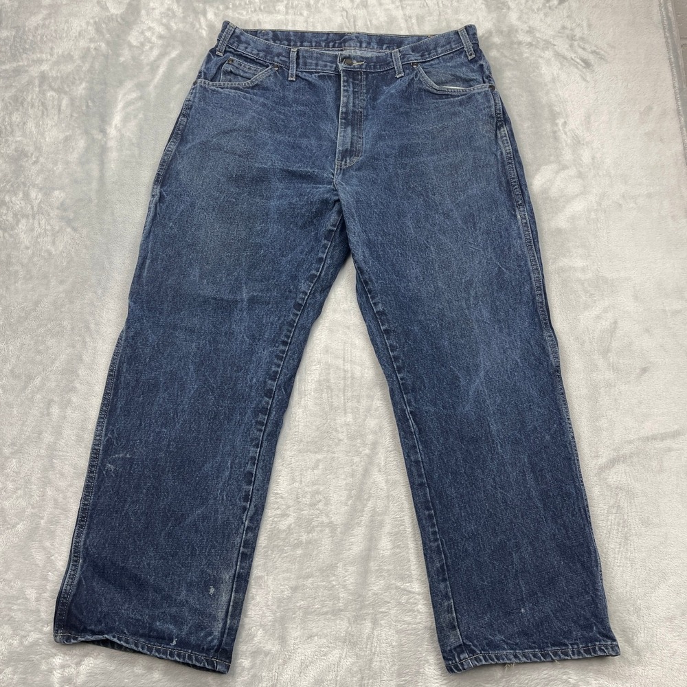 Dickies Carpenter Jeans Mens 38x30 Blue Denim Workwear Straight Leg Outdoor